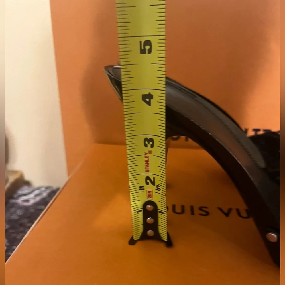 Vintage Dior Black Printed Canvas & Leather Peep Toe Clogs Sandals - Sz 40EU - Picture 5 of 6